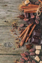 Dark chocolate with cocoa beans