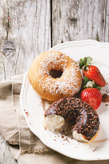 Donuts with fresh strawberries