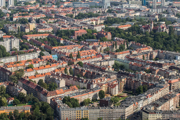 Aerial view of Wroclaw city 