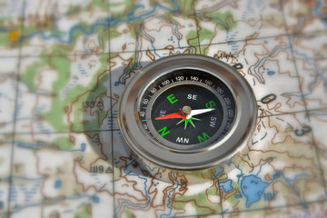 Navigation: compass and a map.