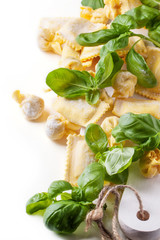 Pasta ravioli with basil