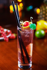 beautiful red delicious refreshing alcoholic cocktail or