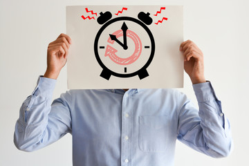 Now or deadline concept with stressed employee or businessman