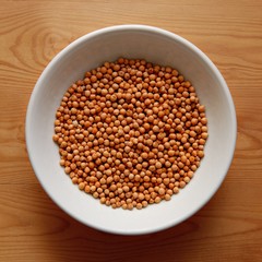 White Bowl with Chickpeas on Wooden Desk