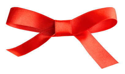 Red satin bow isolated on white