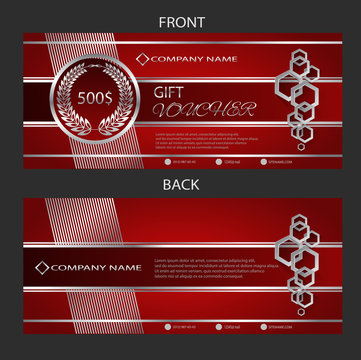 Silver And Red Voucher Template Eps 10 Vector