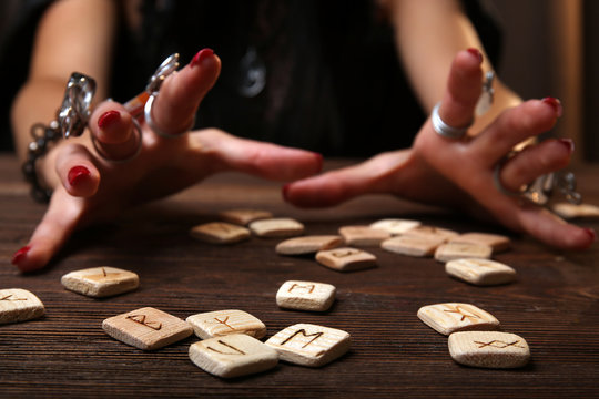 Witch - fortune teller reading fortune close up