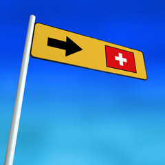 Sign Pointing in direction of the Switzerland