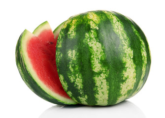 Ripe striped watermelon isolated on white