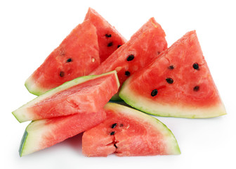 Slices of ripe watermelon isolated on white