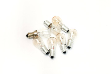 broken bulbs on white background