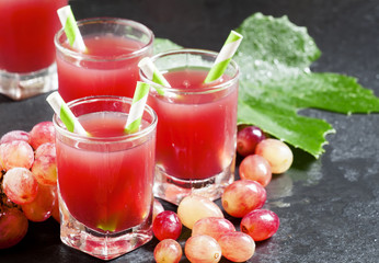 Pink grape cocktail, selective focus