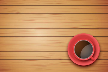 Cup of coffee or tea on the table dark wood