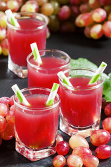 Pink grape cocktail, selective focus