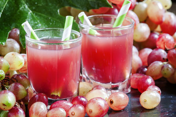 Pink grape cocktail, selective focus