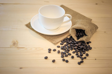 coffee cup and coffee beans