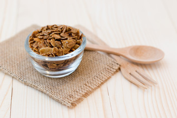 Homemade dessert delicious granola is a breakfast food and snack food consisting of rolled oats, nuts, honey. it is lightweight, high in calories.