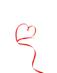 Red heart ribbon isolated on white