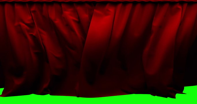 High quality animation perfectly red curtain theater closing movement background. Green screen included. 4K and 1080 Resolution 