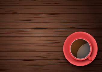 Cup of coffee or tea on the table dark wood