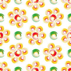 Autumn flowers. Abstract geometric seamless pattern with colored circles.