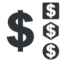 Dollar icon set, monochrome