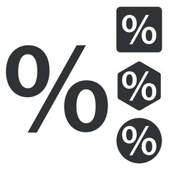 Percent icon set, monochrome