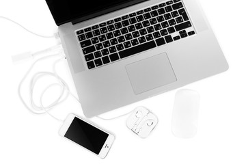 Computer peripherals and laptop accessories isolated on white
