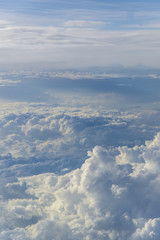 clouds sky skyscape. view from the window of an airplane flying