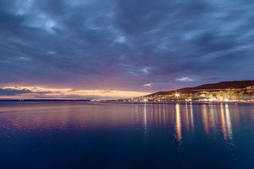 Fototapeta premium Small town Crikvenica on the Adriatic sea at night