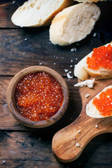 Sandwich with red caviar