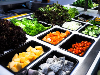 salad bar with vegetables in the restaurant, healthy food..