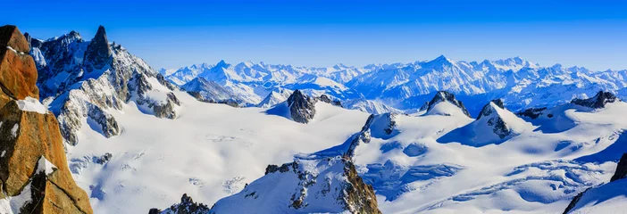 Washable wall murals Mont Blanc Mont Blanc, view from Aiguille du Midi, panorama