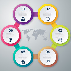 Vector illustration of a circle of six infographics