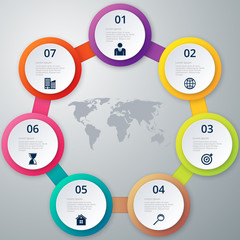 Obraz premium Vector illustration of a circle of seven infographics