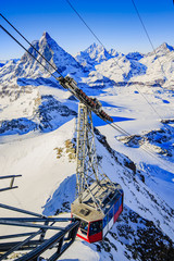 Swiss Alps - winter season in Zermatt - mountain view Matterhorn