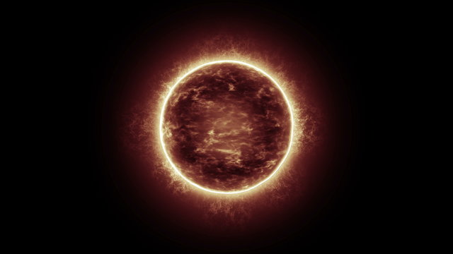 4250 A sun with active solar flare activity.	