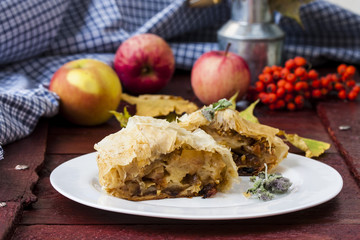 apple strudel on the table