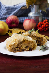 apple strudel on the table