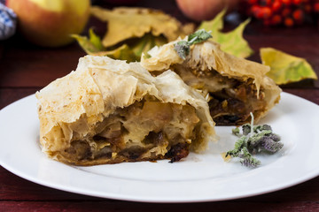 apple strudel on the table