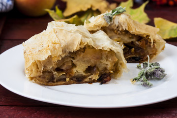 apple strudel on the table