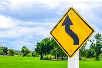 trun left with field , traffic sign