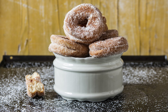 Typical spanish donuts, fried rosquillas with sugar