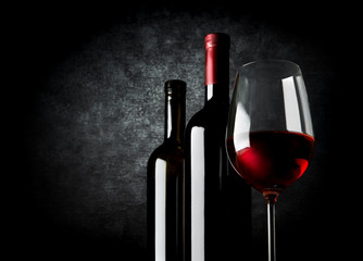 Wine on black background