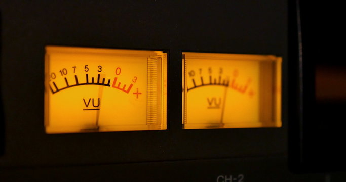 Closeup VU Audio Meters