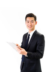 Young Asian businessman white background