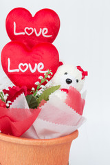 gift in pot on white background