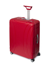 Red suitcase isolated on white background