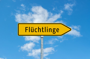 Obraz premium Wegweiser Flüchtlinge