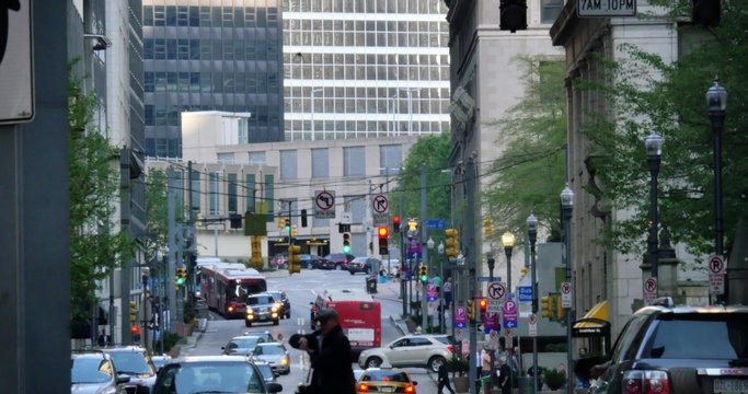 4K Downtown Pittsburgh Busy Intersection 4309